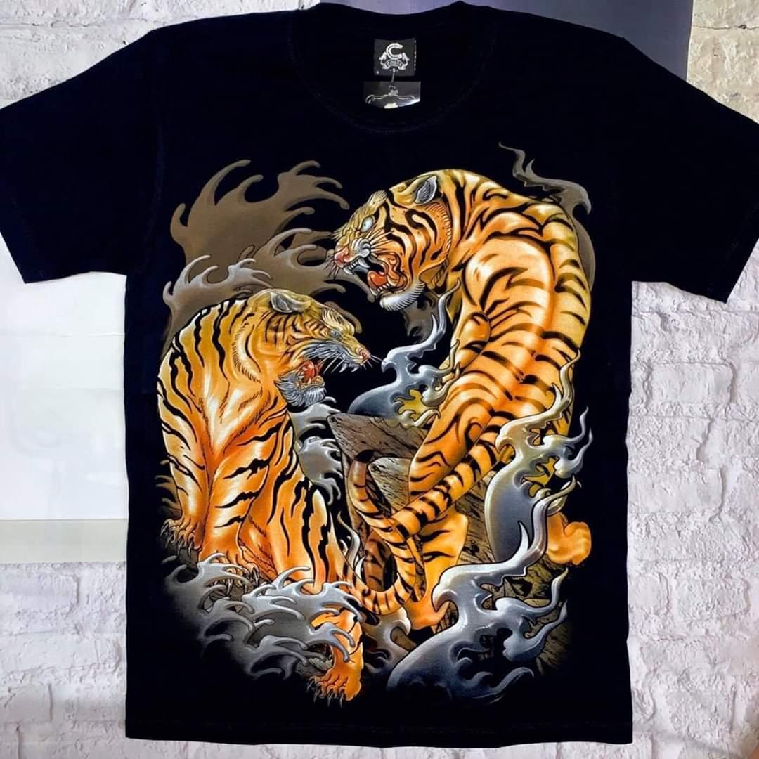 [HCM]Áo thun nam 3D in hình 2 Hổ Vàng Phong Thủy độc đẹp sắc nét không phai màu không dính giặt vải dày mịn mát