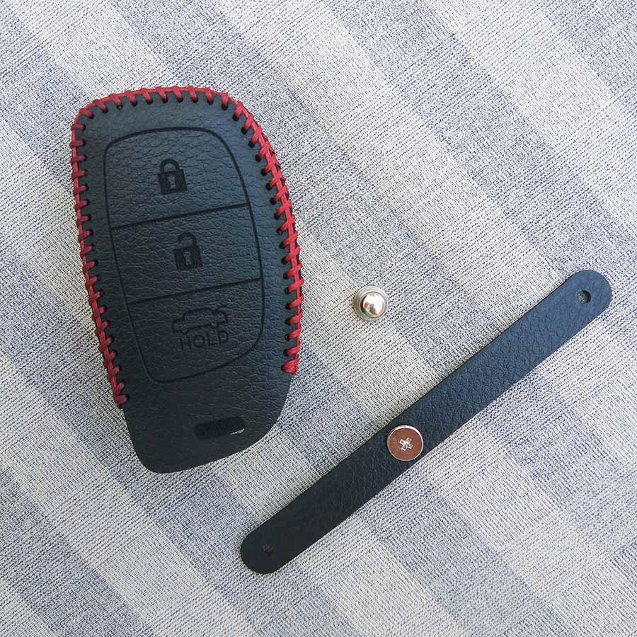 Bao da 3 nút chìa khóa smartkey xe hơi Hyundai (i10 - Tucson – Elantra) (Đen)