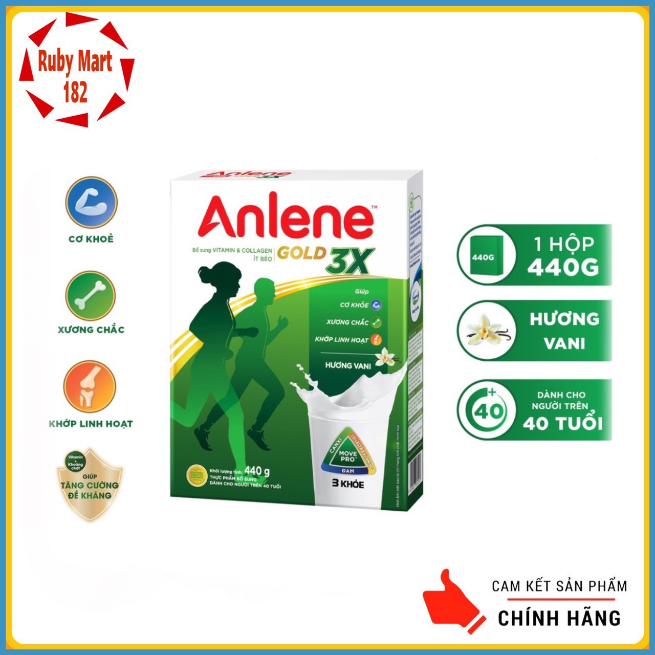 Sữa bột anlene gold 3x hương vani hộp giấy 440g