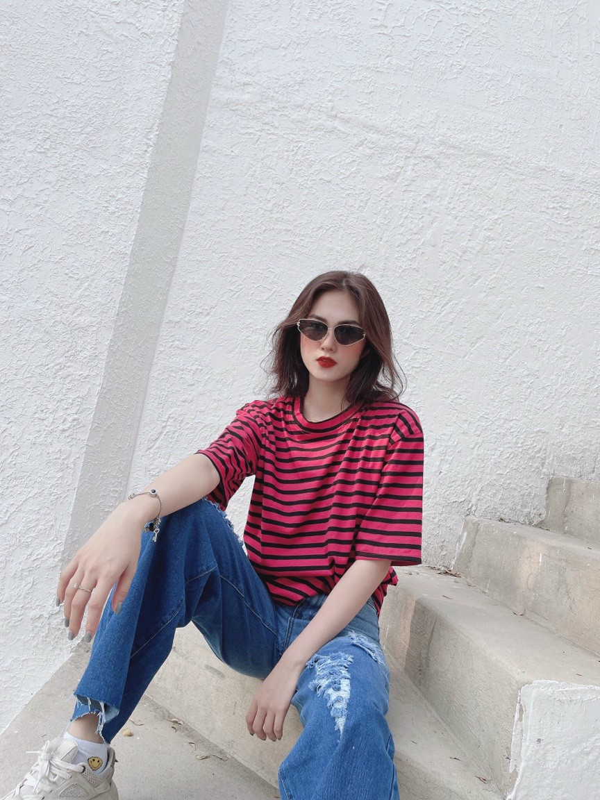 [HCM]Áo thun from rộng sọc (cổ tim/ cổ tròn) tay ngắn❣️[Giá gốc tận xưởng]
