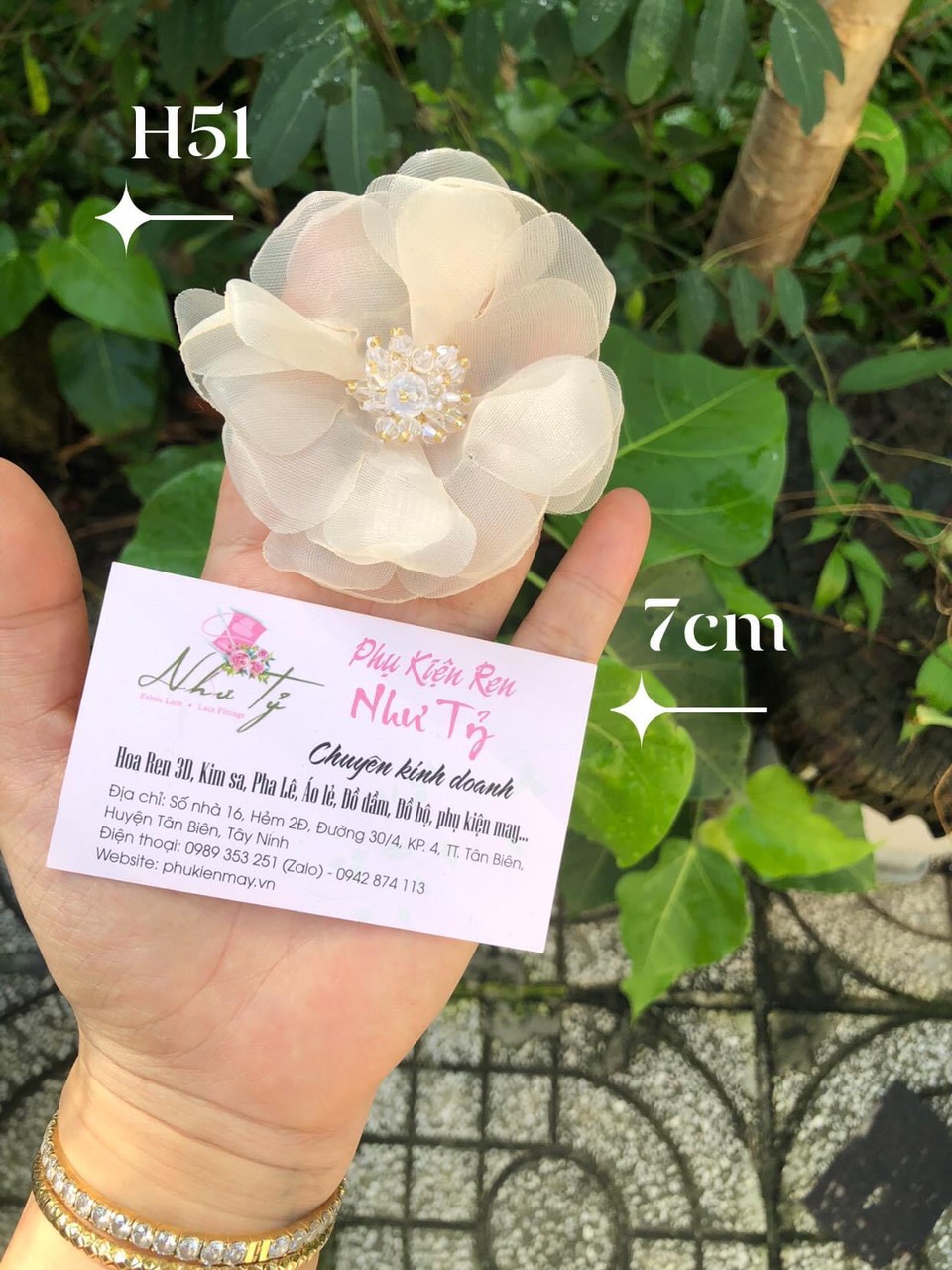 [Có sẵn] [Ảnh thật] hoa von rời 7cm nhụy pha lê cao cấp