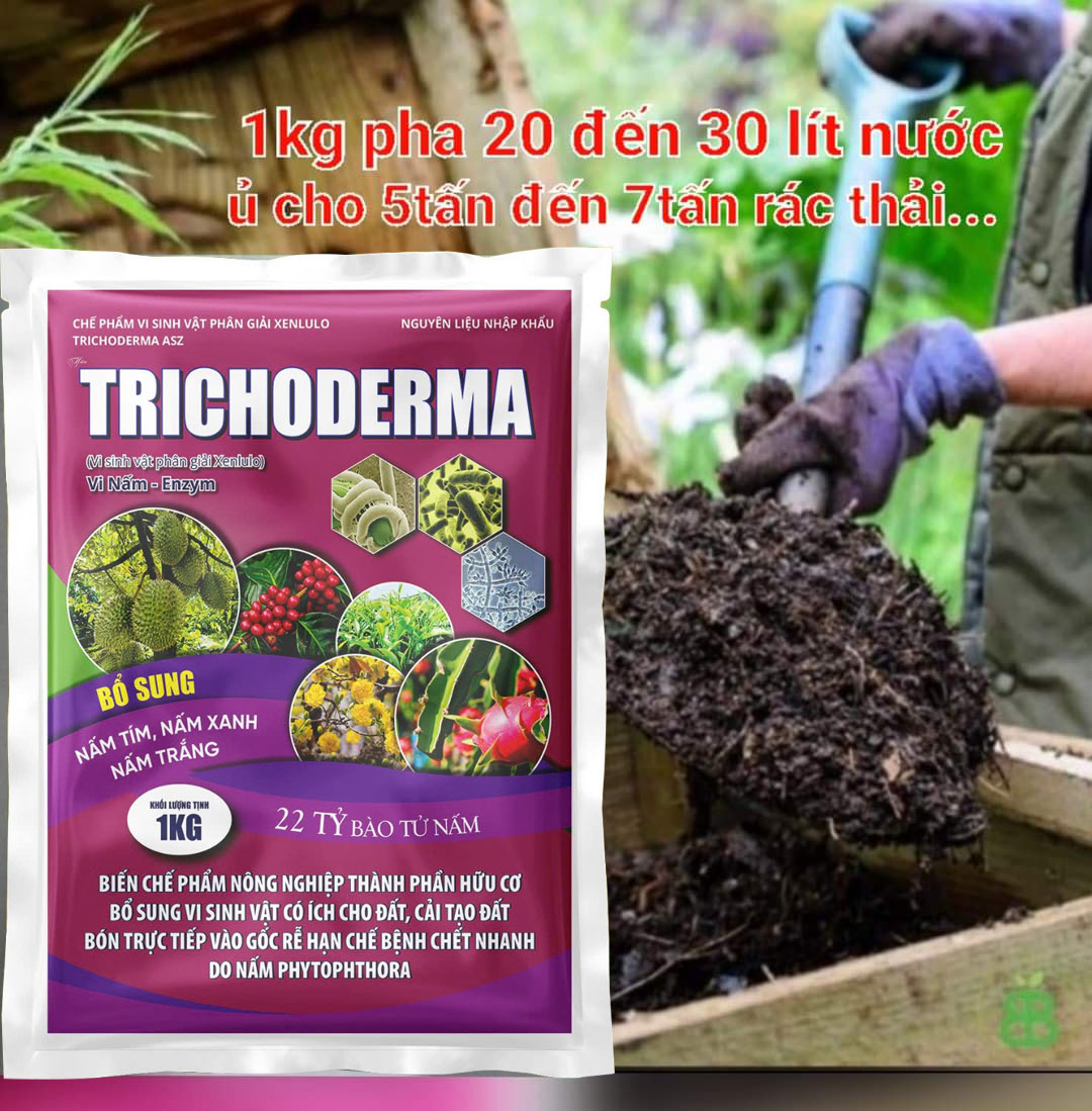 Phân bón hữu cơ Trichoderma 1KG kháng bệnh hấp thụ cho cây JVO25 NongNghiepVietNhat