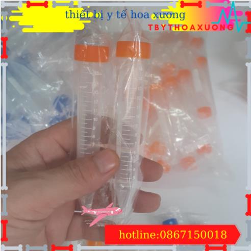 Ống Fancol 15ml - Ống ly tâm 15ml nắp vặn, đáy nhọn tiệt trùng từng cái (túi 100 ống)
