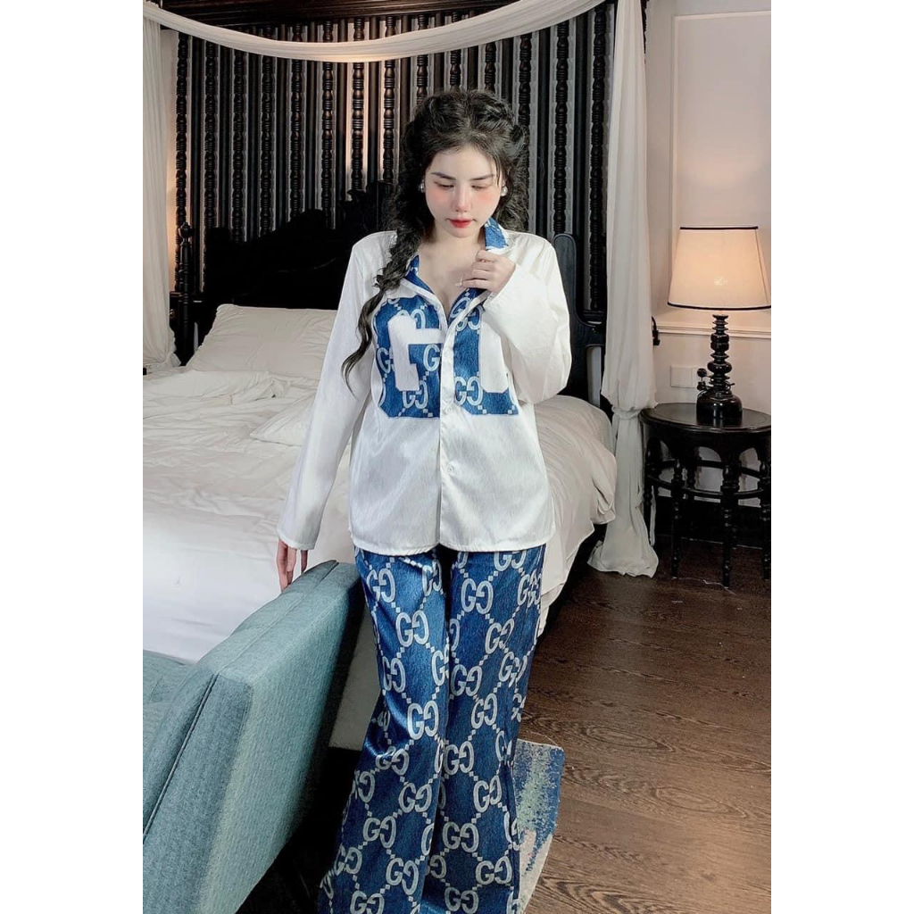 Đồ Ngủ Pyjama Nữ Tay Dài Quần Dài Chất Lụa Xước Cao Cấp Freesize