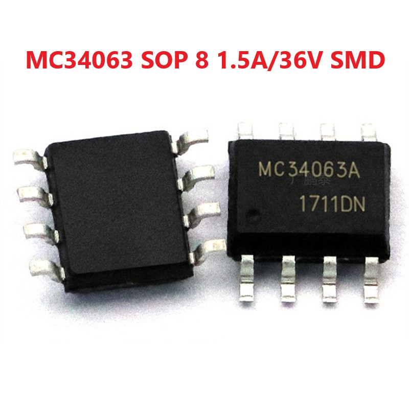 Ic chuyển đổi điện áp mc34063 dip 8 1.5a/36v chân cắm, mc34063 sop 8 1.5a/36v smd
