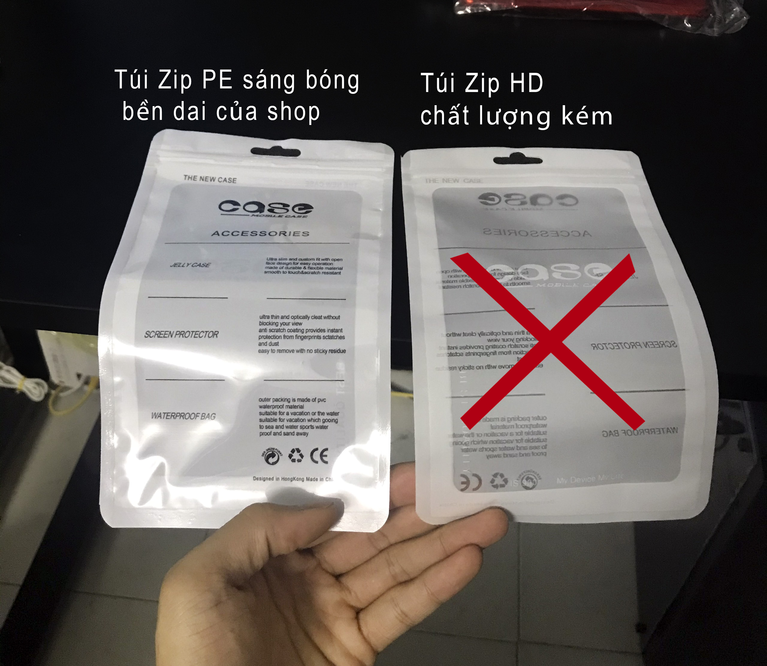 Combo 100 túi zip đựng ốp lưng điện thoại cho khách sỉ