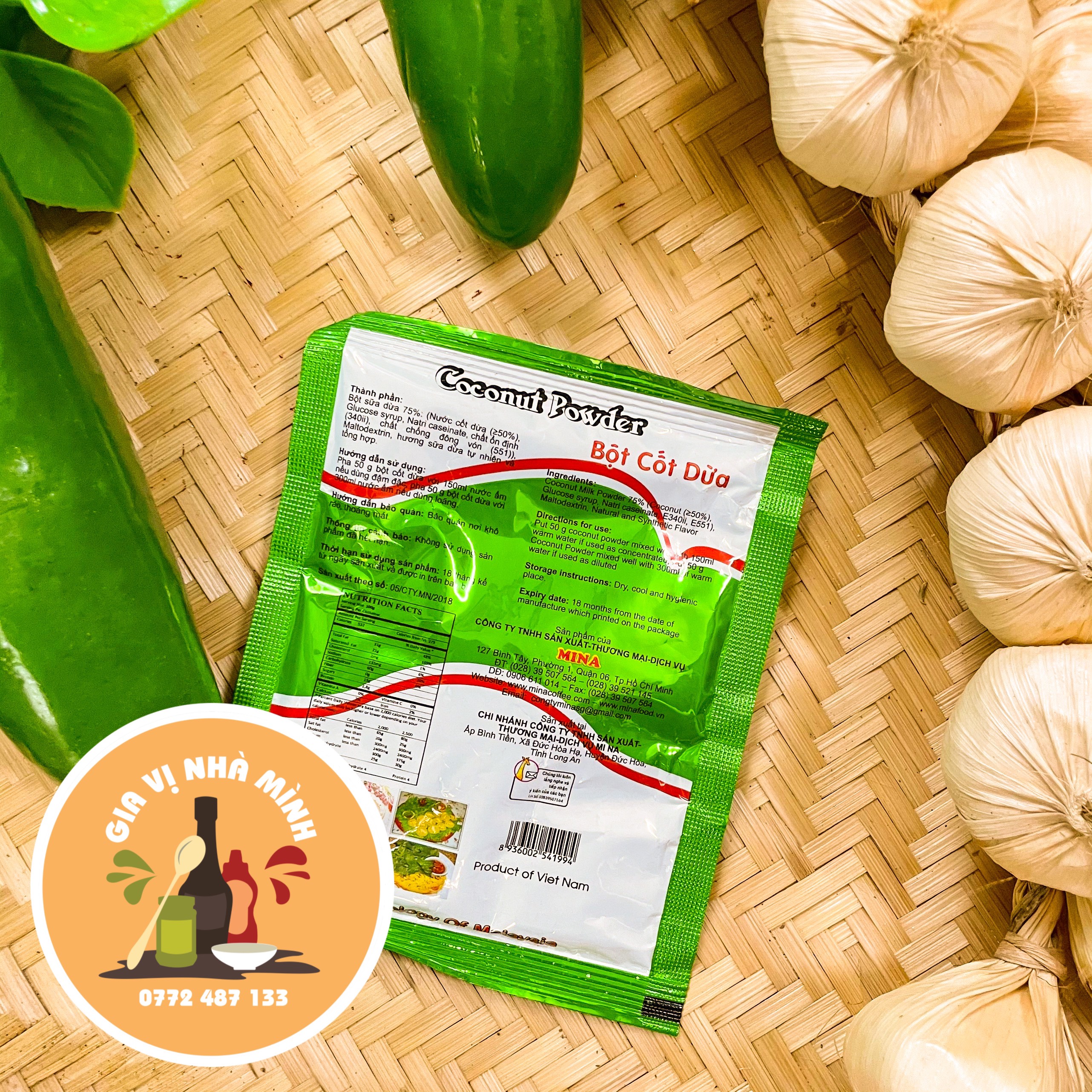 BỘT CỐT DỪA HOÀ TAN NHANH INSTANT COCONUT POWDER 50GR
