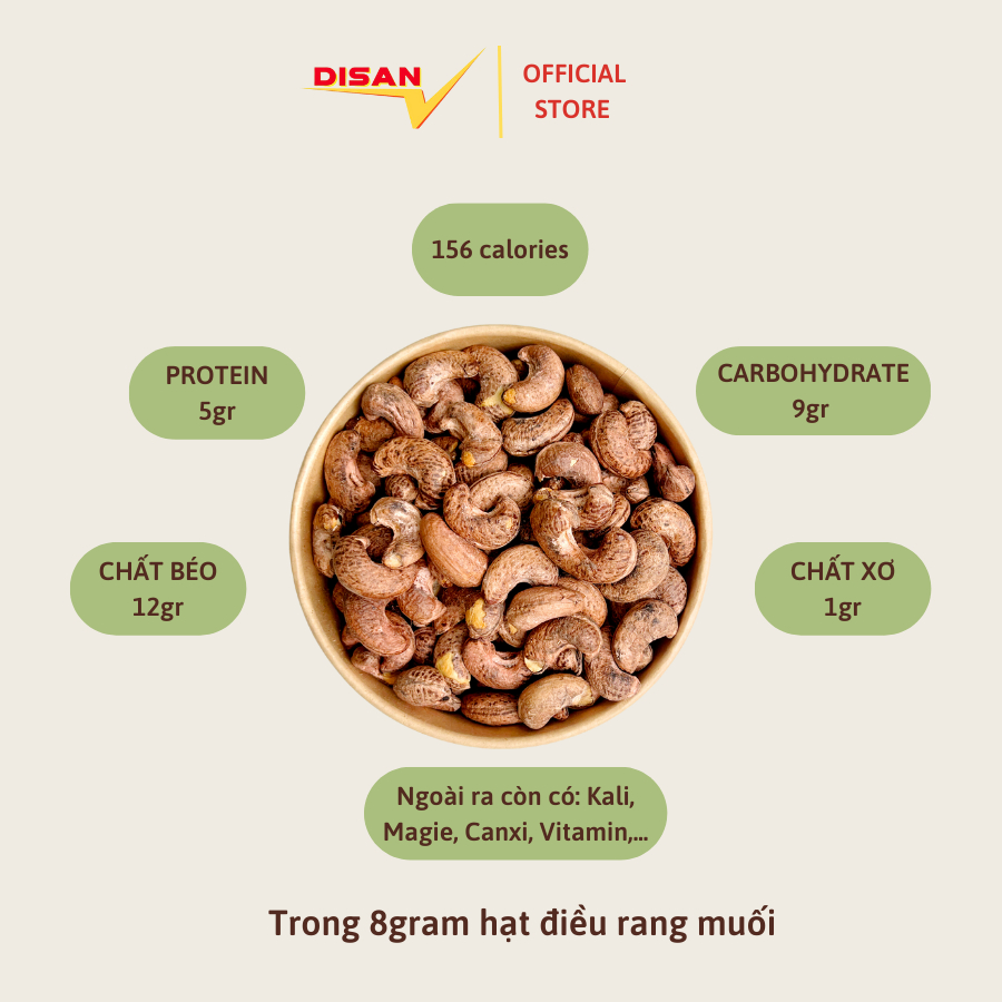 HẠT ĐIỀU RANG MUỐI VỎ LỤA Loại A Bình Phước 500gr - 1kg