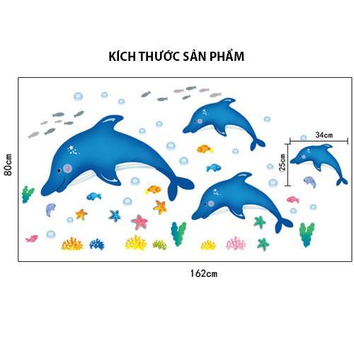 Decal dán tường Gia đình cá heo Sticker Tranh Dán Tường - HPMAY9168-Decal dán tường con vật, Decal dán tường cho bé