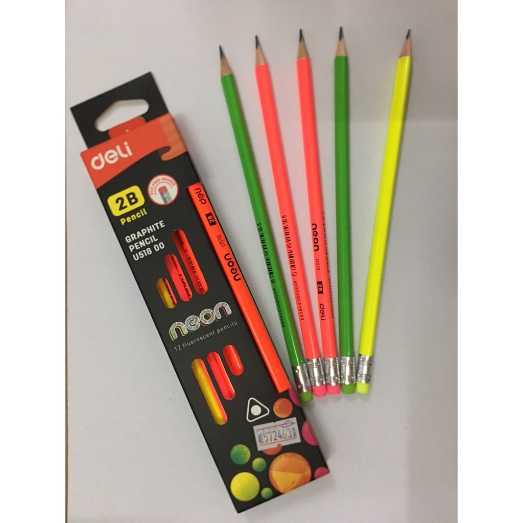 Hộp 12 cây bút chì neon deli u51800