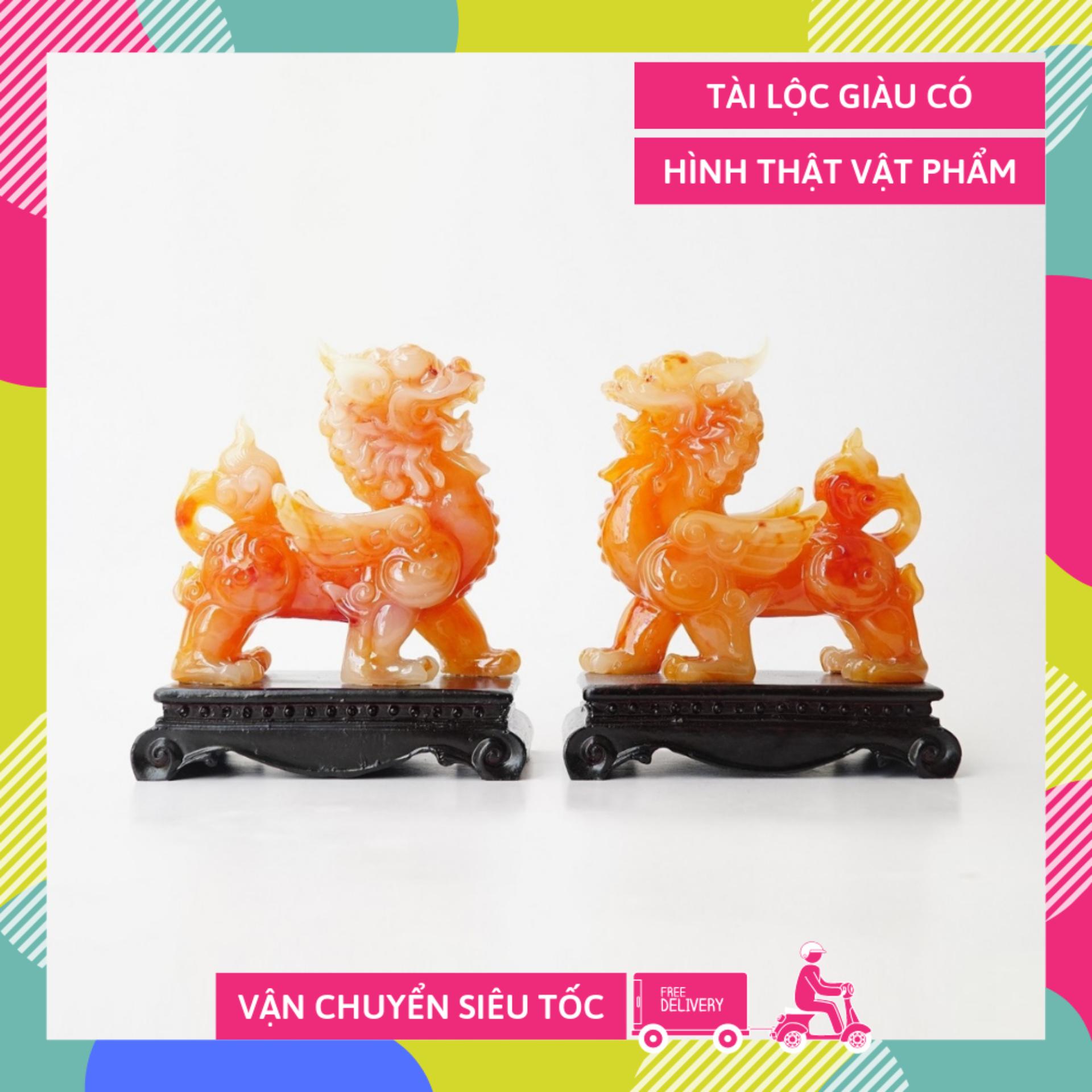 Cặp tượng Tỳ Hưu Cam phong thủy chiêu tài  - Cao 15cm, có hướng dẫn khai quang