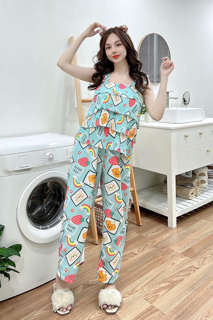 Set lụa hàn dập ly có túi họa tiết dễ thương trẻ trung