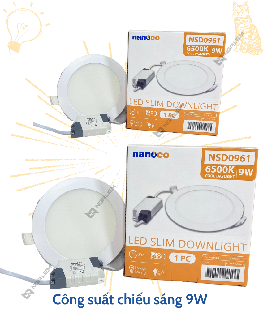 Đèn Led Slim Downlight – IP20 9W/120V Nanoco