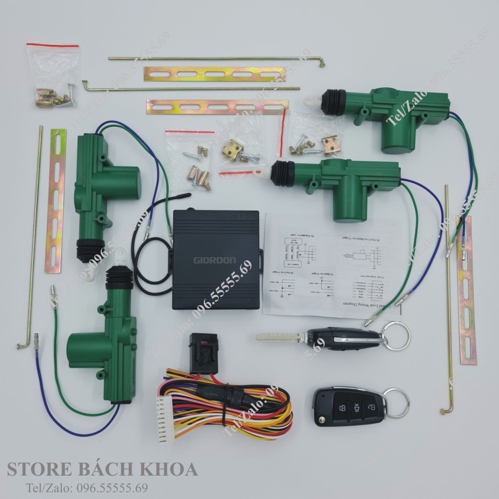 [COMBO SIÊU RẺ] Bộ khóa cửa ô tô từ xa G2264 12V + 04 chốt cửa. Hàng chính hãng GIORDON, có bảo hành, có hướng dẫn lắp đặt bằng video - STORE BÁCH KHOA