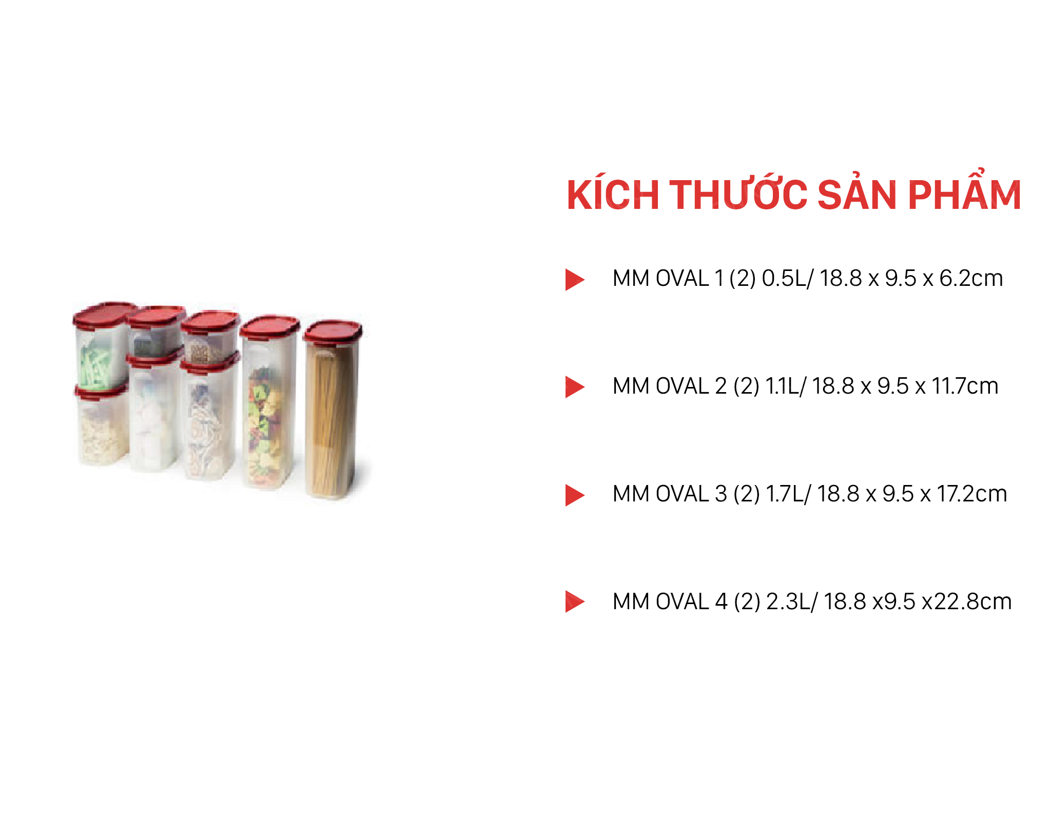 Bộ hộp trữ khô kệ bếp Modular Mate Oval (8 hộp) Tupperware