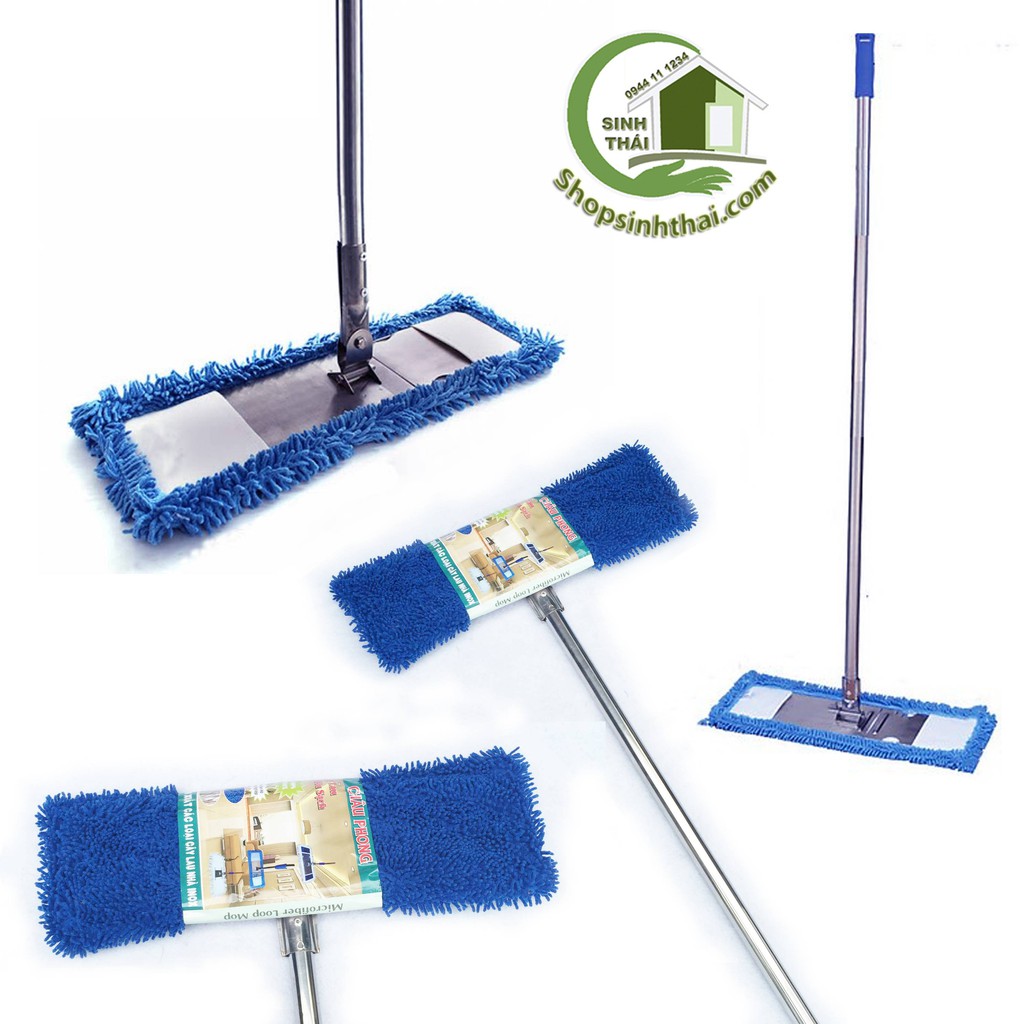 Cây lau nhà inox san hô bẹ xanh dài 150cm