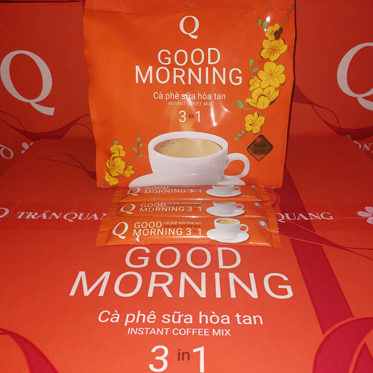 Cà phê sữa hòa tan Good morning Trần Quang bịch 480g (24 gói dài 20g) Mẫu Xuân 2025
