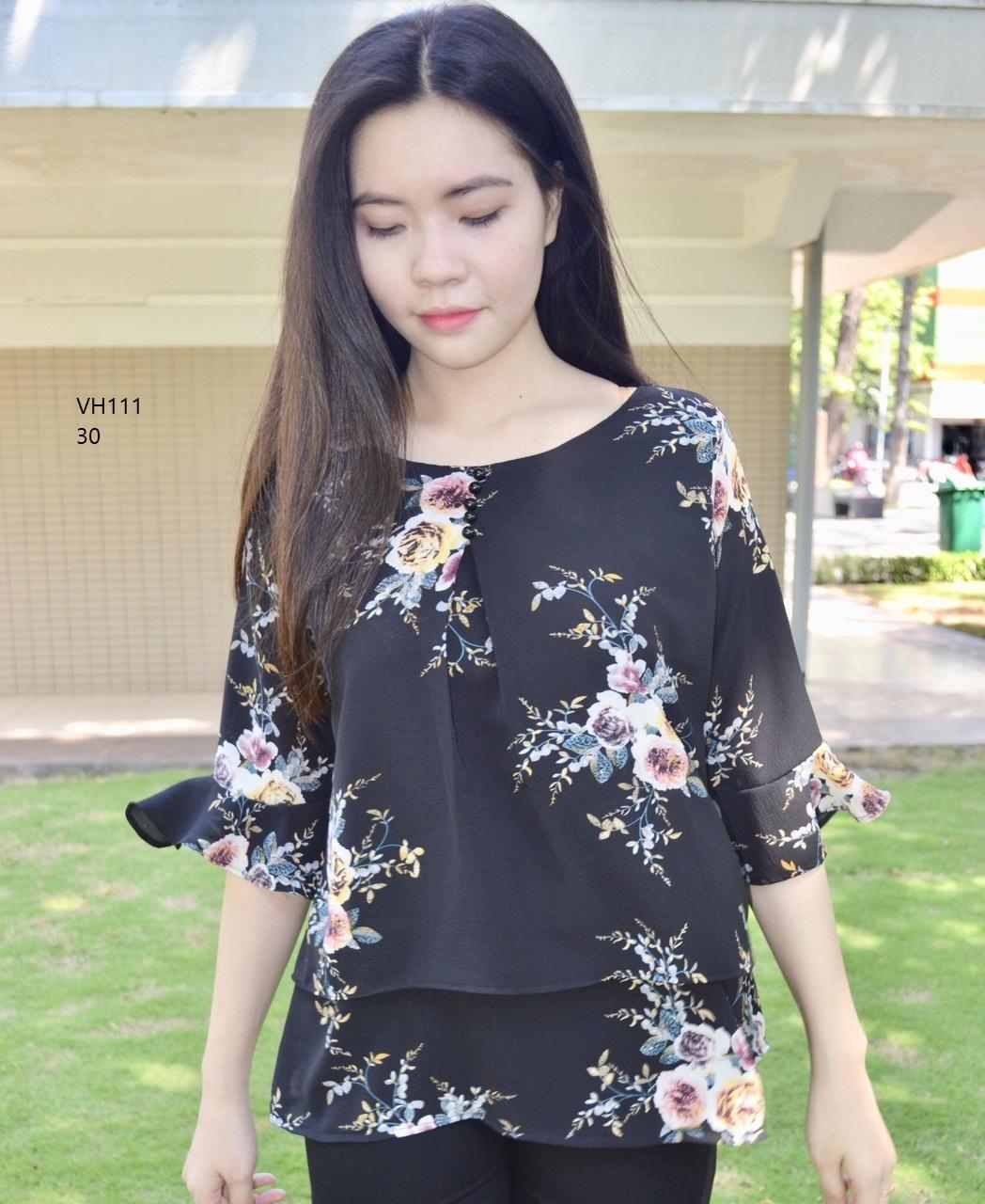 vh111 ÁO KIỂU TRUNG NIÊN HOA