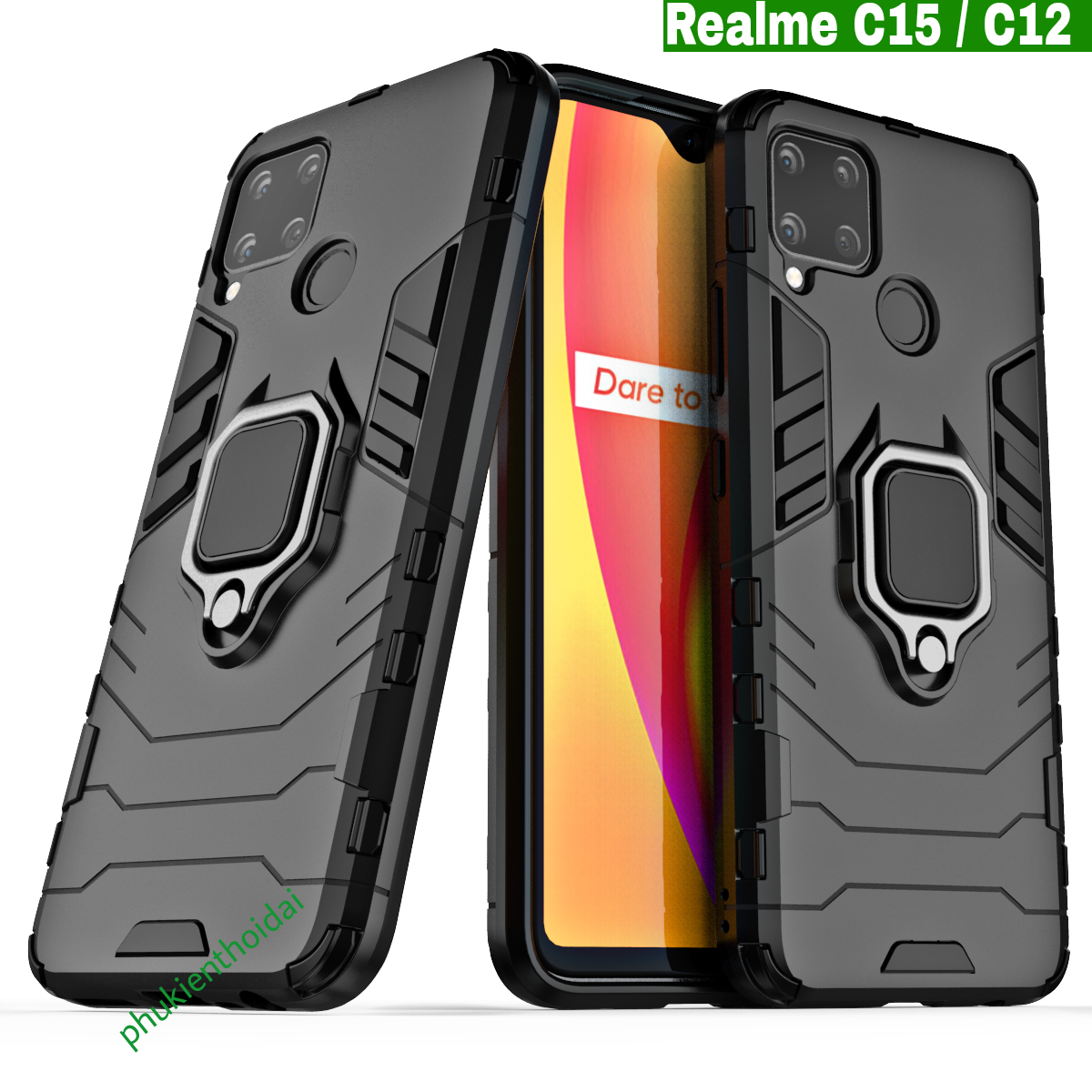 Ốp lưng Oppo Realme C15 / C12 dùng chung chống sốc Iron Man Iring cao cấp