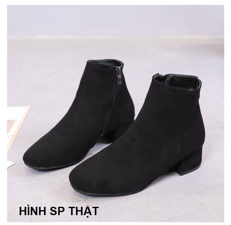Giày boot ống da lộn đế vuông mũi vuông S128