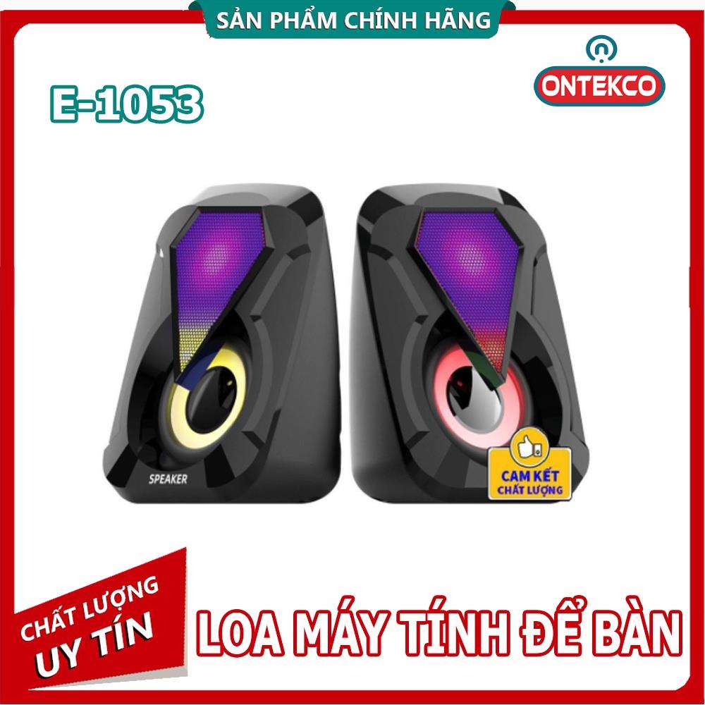 Loa vi tính 2.0 e-1053 led 7 màu, loa máy tính để bàn cao cấp âm thanh siêu hay có đèn led 7 màu nháy theo nhạc.