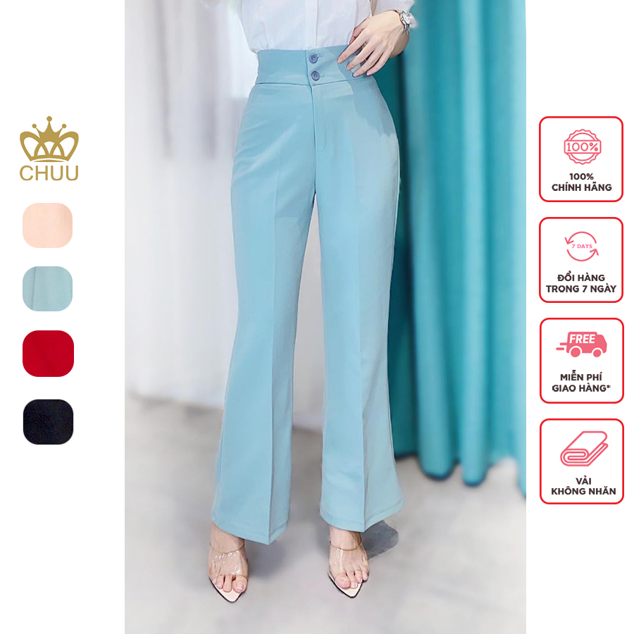 Quần tây ống loe lưng cao nữ kiểu pass 2 nút CHUU Q6093