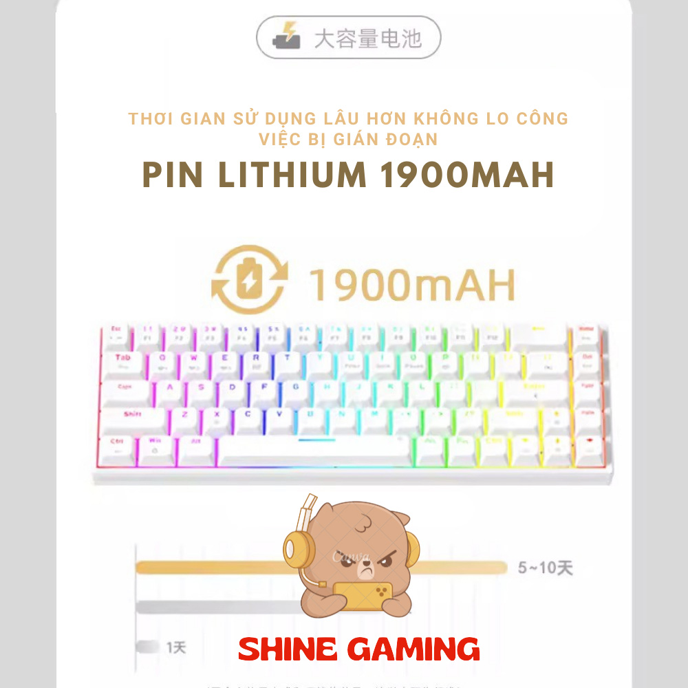 Co68 wireless mechanical keyboard-hotshoe support-gold switch - 3 mode convenient connection-RGB LED multi-mode