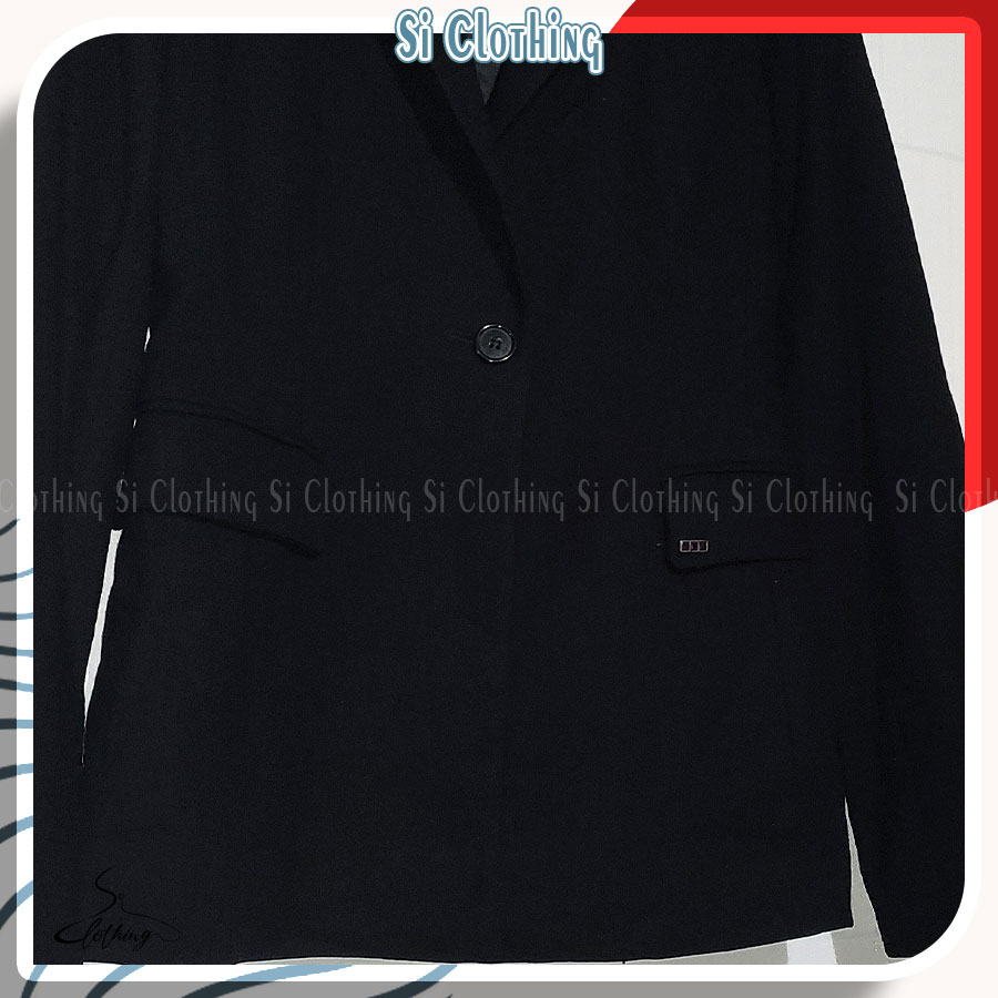 [2hand] Áo Khoác Blazer 2 Lớp Màu Đen Trơn Basic