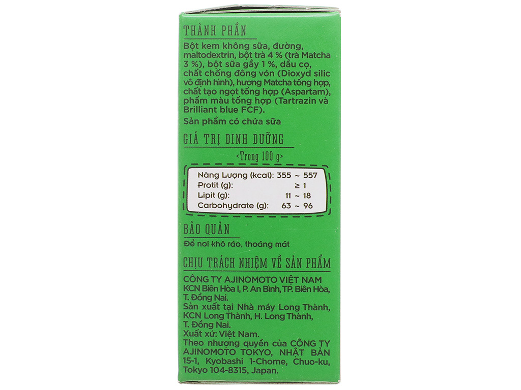 TRÀ SỮA BLENDY MATCHA ÍT ĐƯỜNG HỘP 10 GÓI x 16GR - 70632