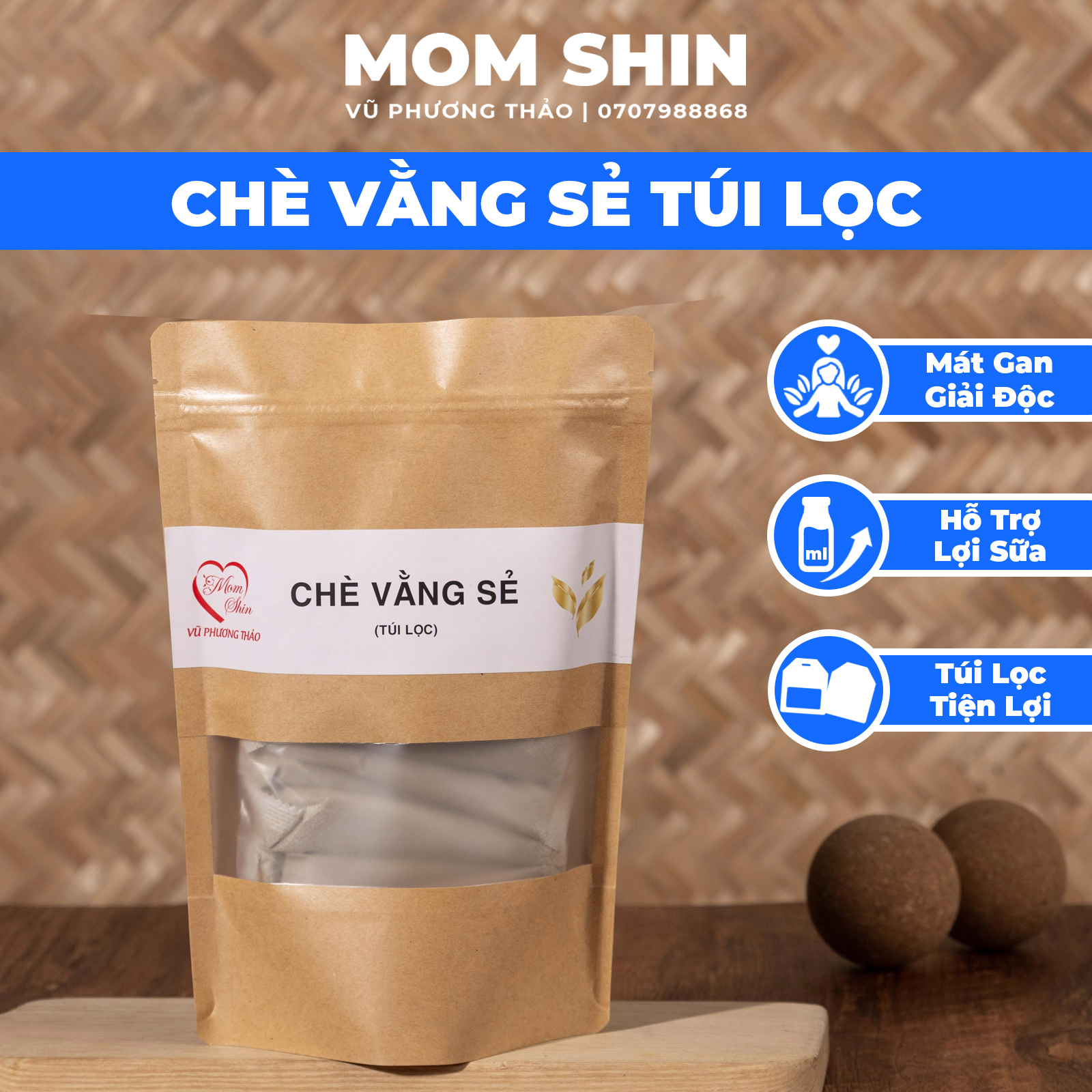 Chè vằng sẻ MOM SHIN, dạng túi lọc tiện lợi, chè vằng sẻ lợi sữa, giảm cân sau sinh