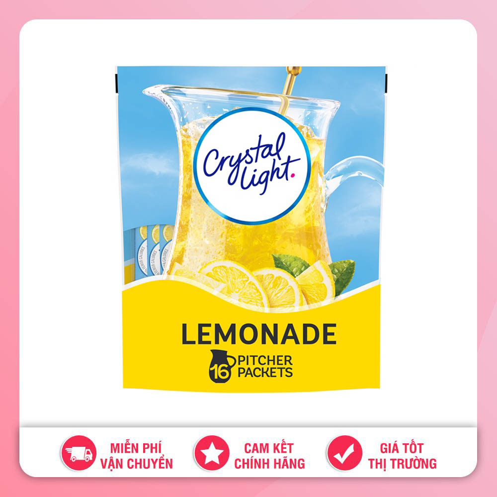BỘT PHA NƯỚC CHANH CRYSTAL LIGHT LEMONADE 244G 16 TÚI MỸ [Date 8.2022]