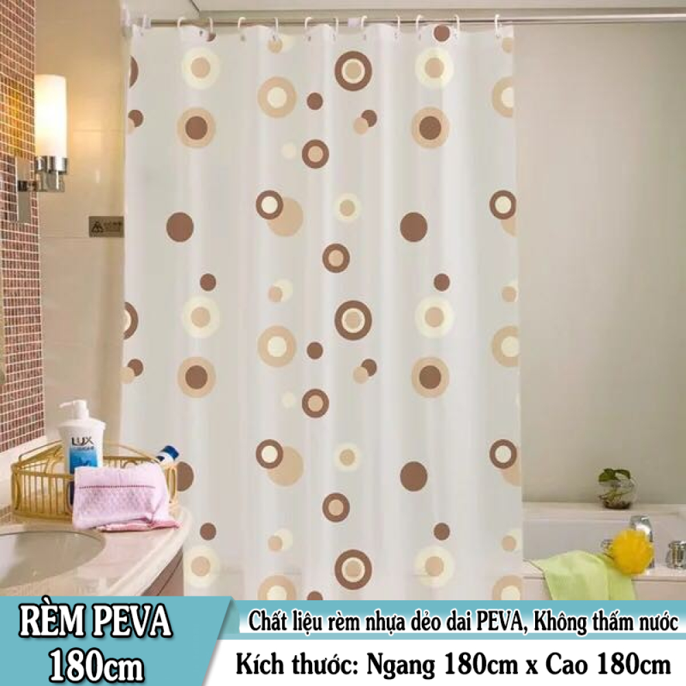 Rèm phòng tắm / rèm cửa sổ họa tiết vòng tròn 180cm x 180cm loại 1