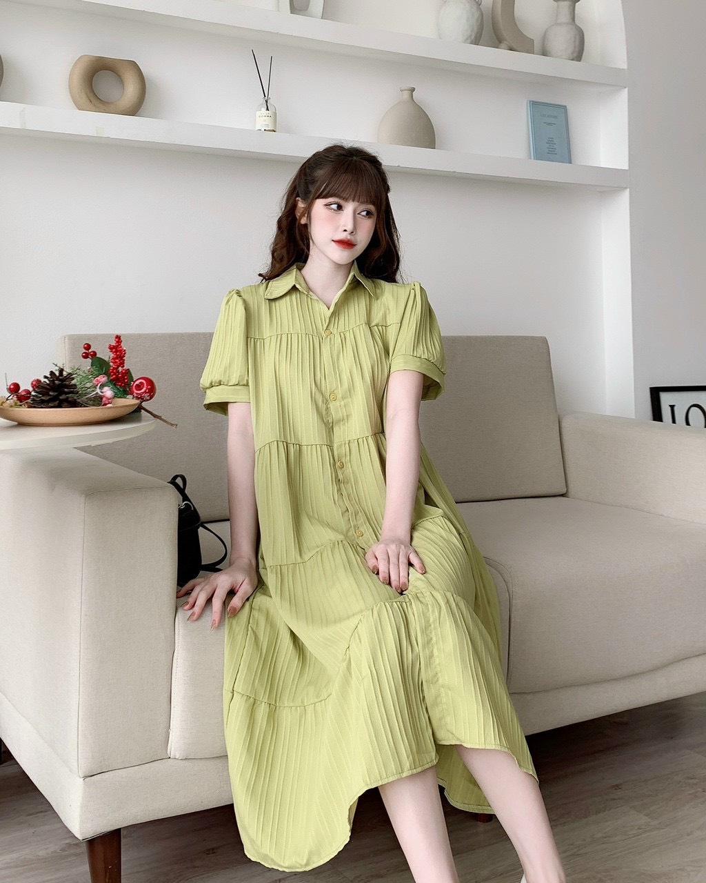 Váy bầu hè - Đầm bầu dễ thương pha ren kiểu trẻ trung mặc bầu và thời trang