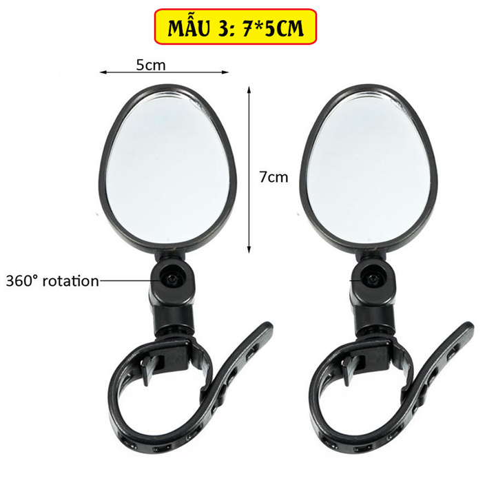 Combo 2 Gương Chiếu Hậu Xe Đạp, Kính Chiếu Hậu Xe Đạp Xoay 360 độ