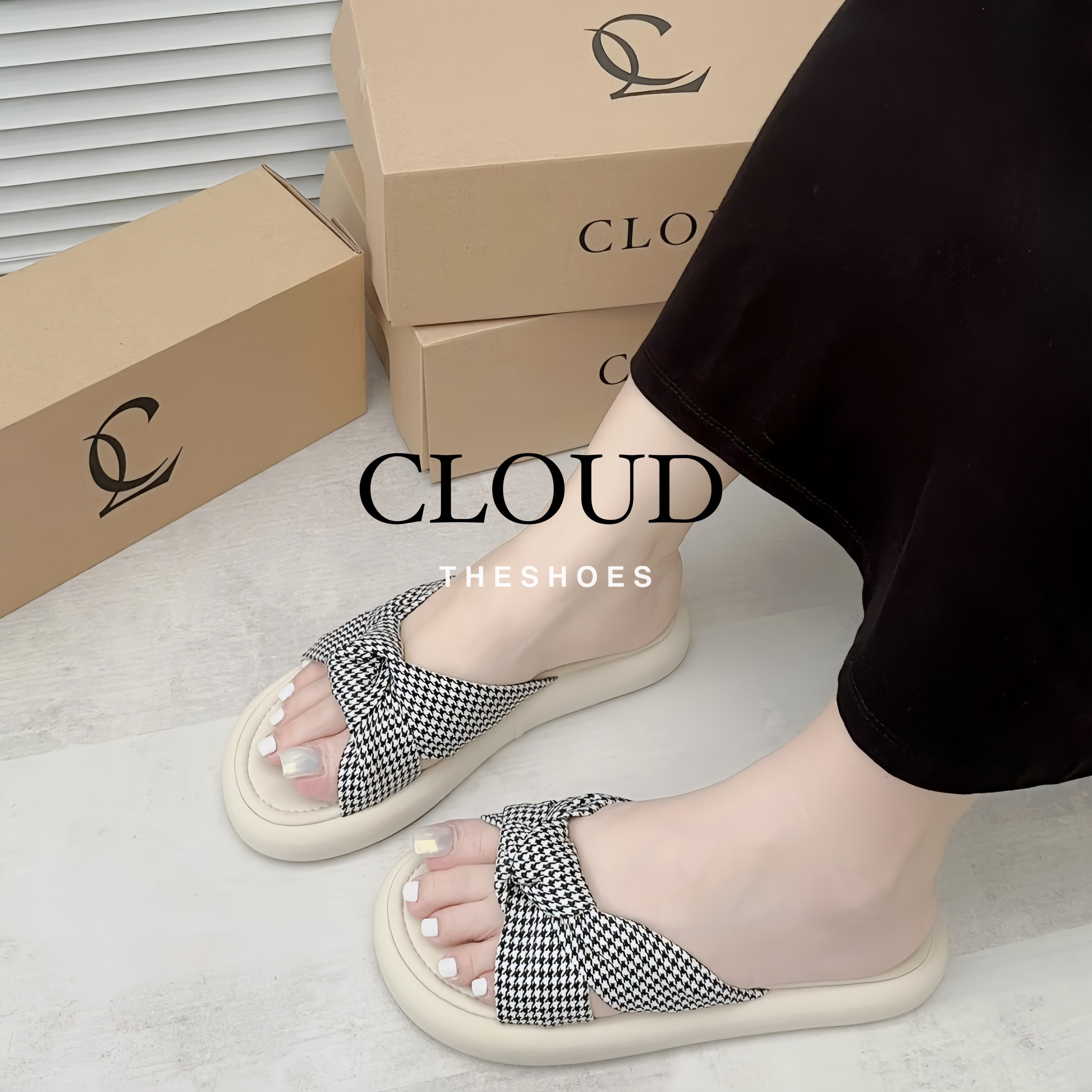Dép quai mềm thắt kiểu dáng dễ thương Cloud the shoes