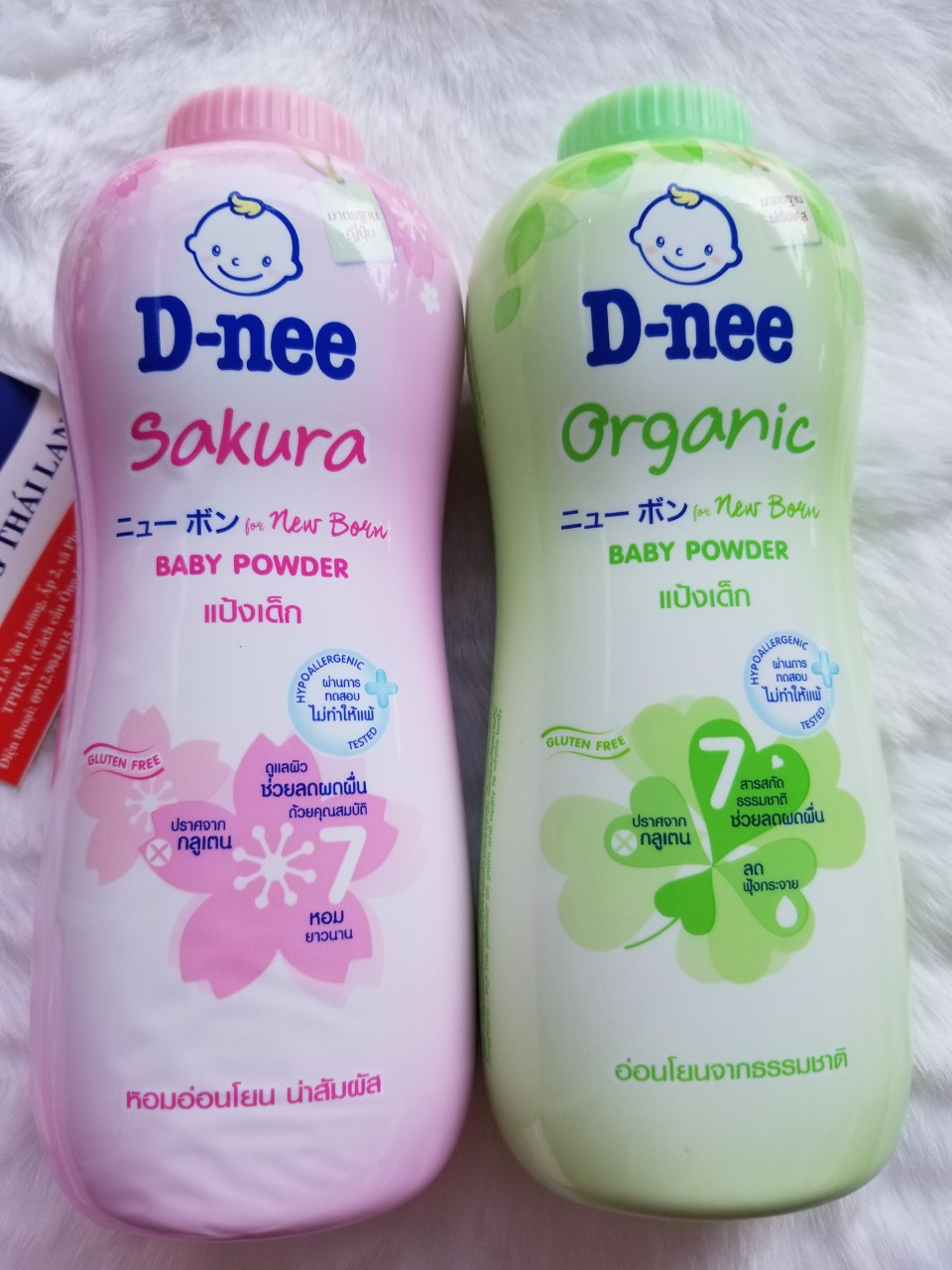 [HCM]Combo 2 chai Phấn rôm Dnee 380gr Thái lan- Phấn Dnee Xánh lá-Trắng