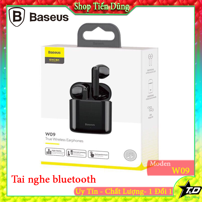 Tai nghe Bluetooth True Wireless Baseus W09 Encok (TWS, Intelligent Touch Control, Stereo Bass, Smart Connect)