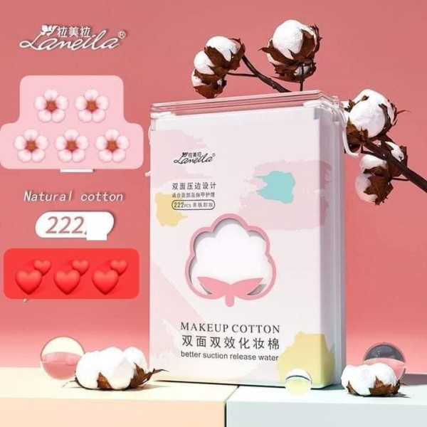 [HCM]Bông Tẩy Trang Cotton Lameila 222 Miếng 3 Lớp Siêu Mềm Mịn