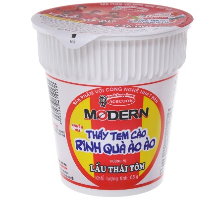 Mì ly Modern lẩu thái tôm - thùng 24 ly x 65g