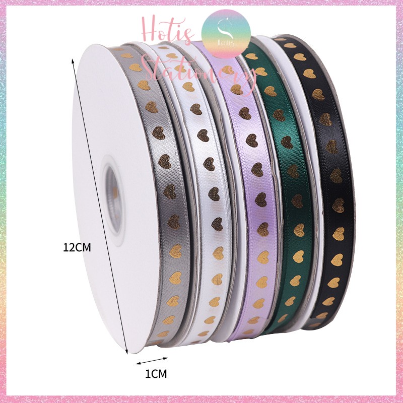 [HOTIS] [Lẻ 1m/ 5m] Ruy băng lụa trái tim bản rộng 1cm - 10 màu