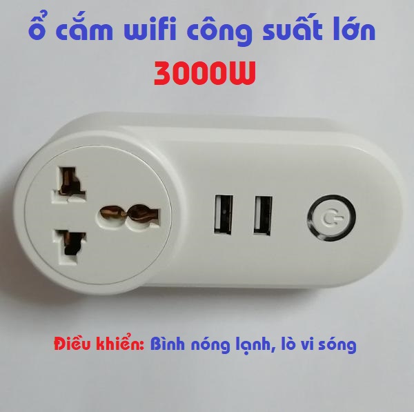 Ổ cắm wifi công suất lớn 16A kèm 2 cổng sạc USB