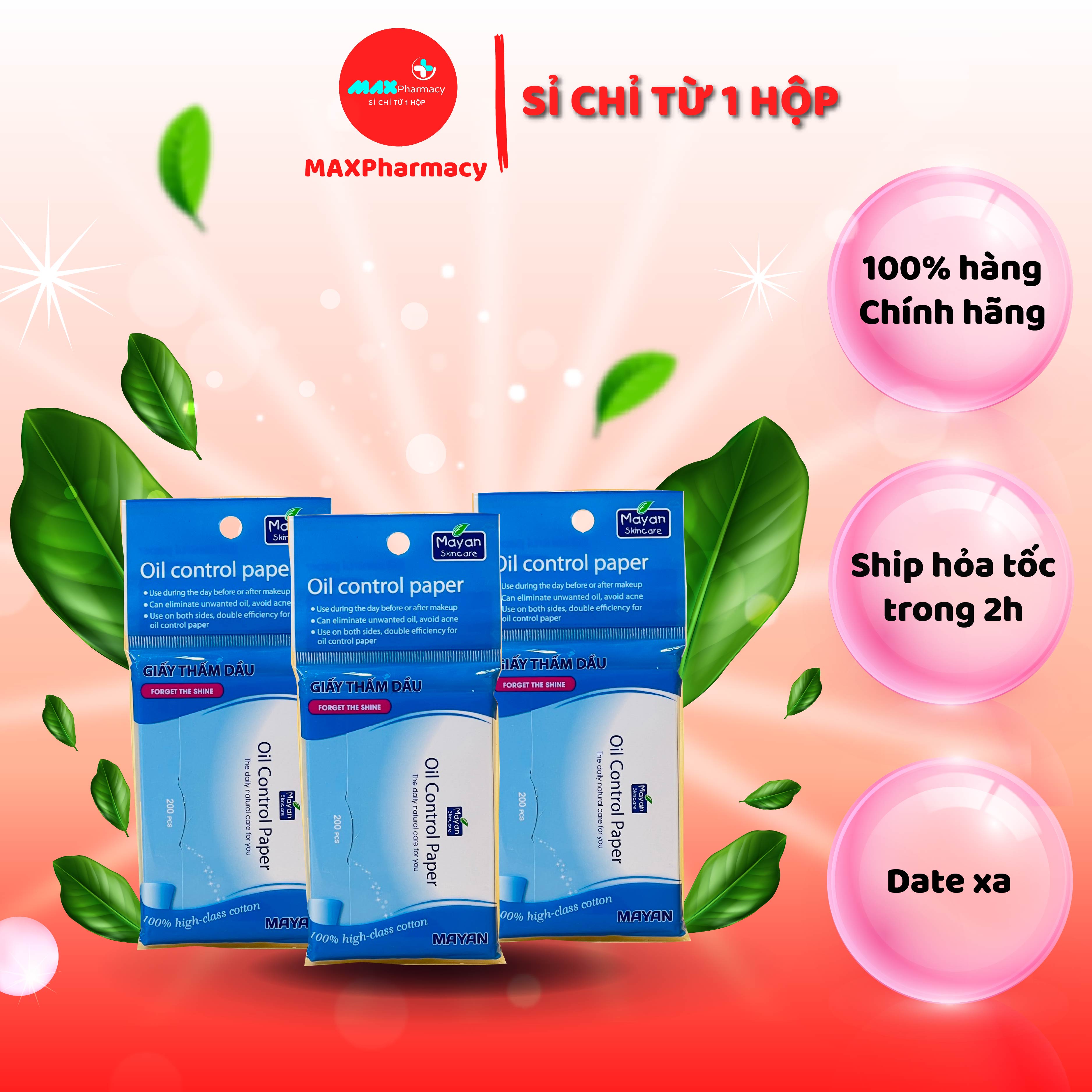 Giấy thấm dầu mayan oil control paper 200pcs - maxpharmacy
