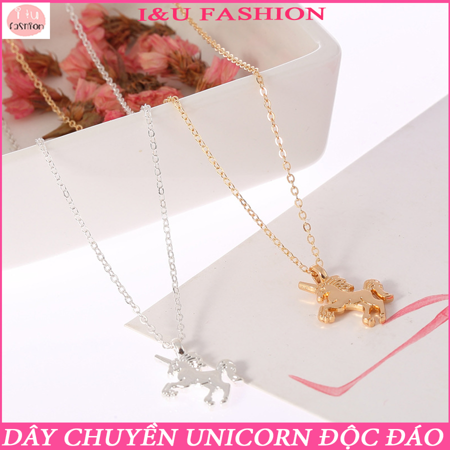 Vòng cổ dây chuyền nữ cá tính , thời trang chất liệu kim loại hình ngựa 1 sừng dạng sợi mảnh phong cách Hàn quốc VC-03