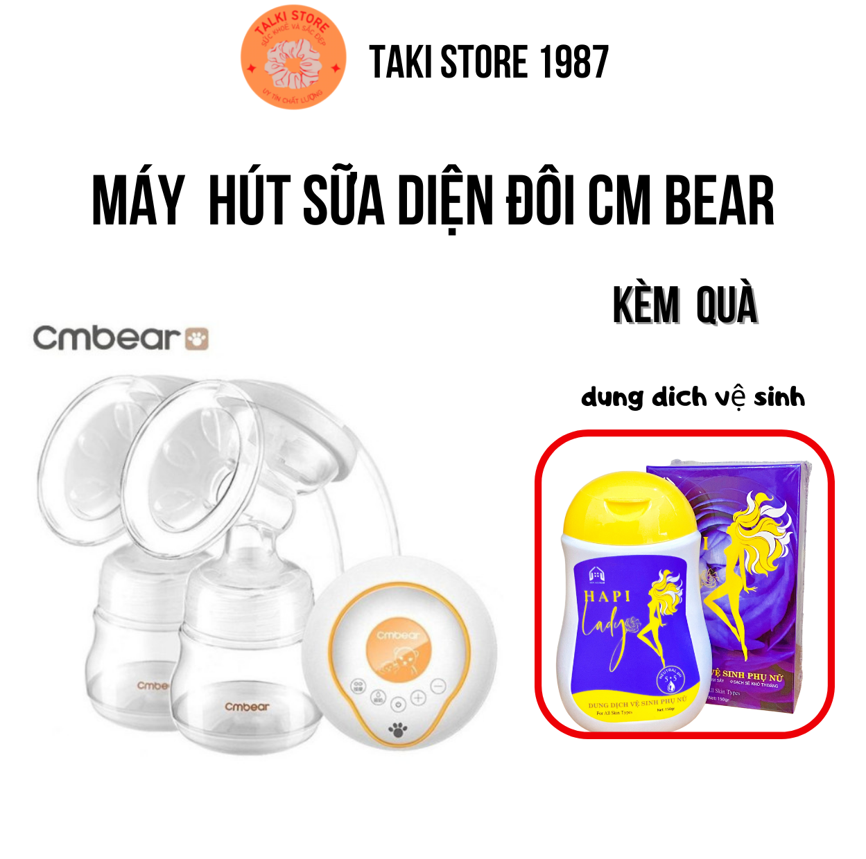 Máy hút sữa điện đôi Cmbear cao cấp Có pin sạc (hút êm)