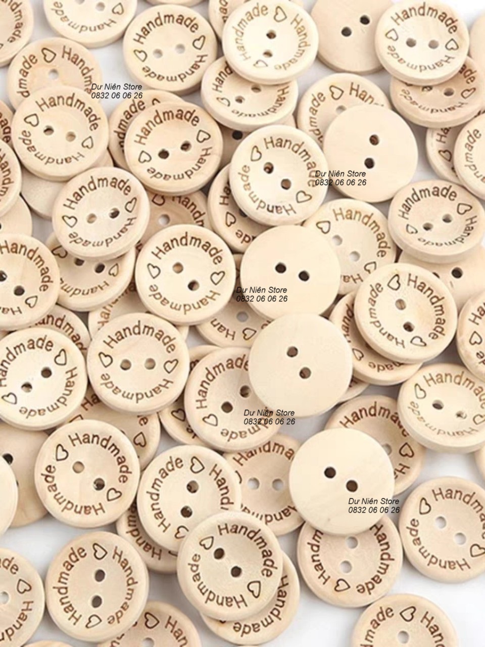 Nút Gỗ 15mm Khắc Handmade Trang Trí Gói 20, 50 Nút.