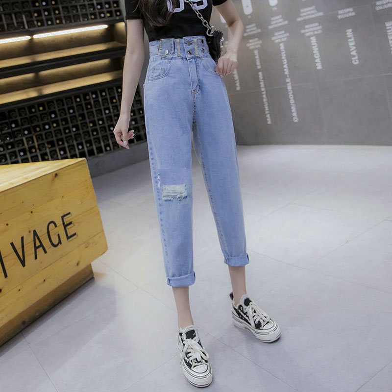 QUẦN JEAN BAGGY NỮ LƯNG CAO 2 NÚT ĐAI CHÉO,THỜI TRANG MỚI TẠI PINKY79SHOP BG001