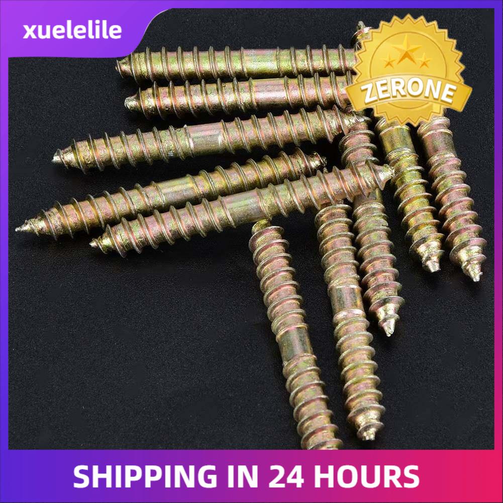 10pcs 6*50mm Dowel Screw Woodworking Furniture Double Ended Screw Connector Double Ended Screw