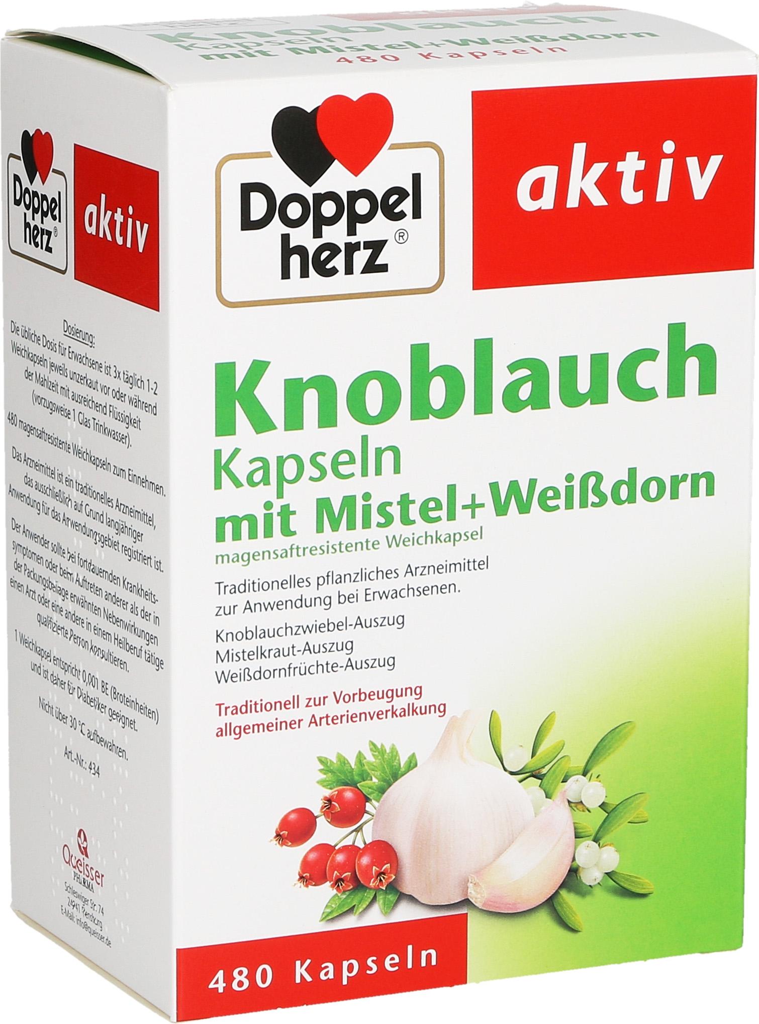 Viên Uống Bổ Tim Mạch Herz Aktiv Knoblauch Kapseln Mit Mistel WeiBdorn 480v