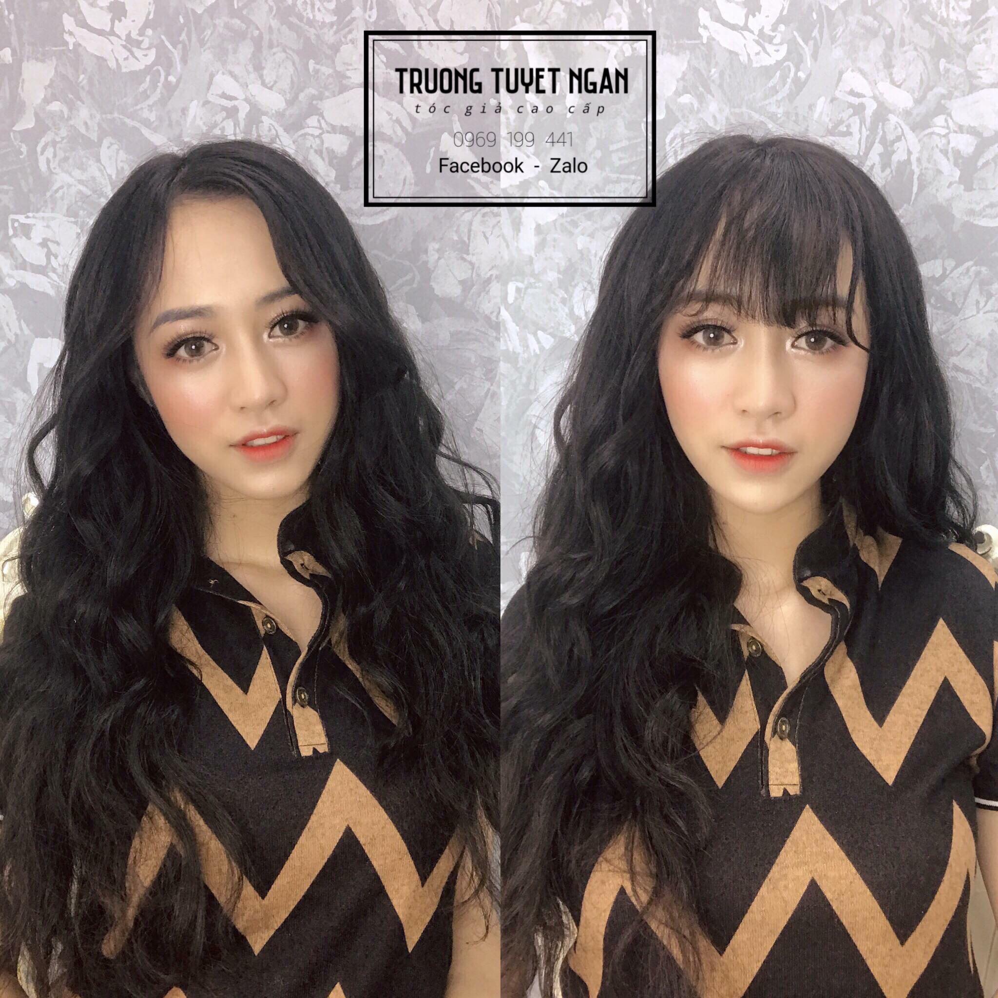 Tóc Mái thưa giả Có Mai, Có Kẹp (màu Nâu đen)