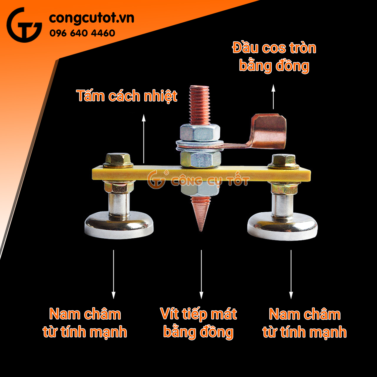 Kẹp mát máy hàn - kẹp mát nam châm đôi